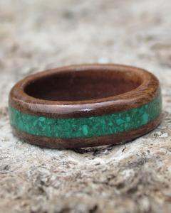Walnut & Gemstone Wooden Ring