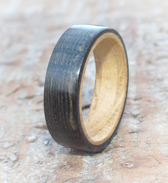 wooden rings made from Bog Oak