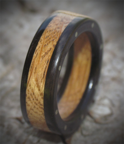 Reclaimed Barrel Oak and Irish Bog Oak wooden ring