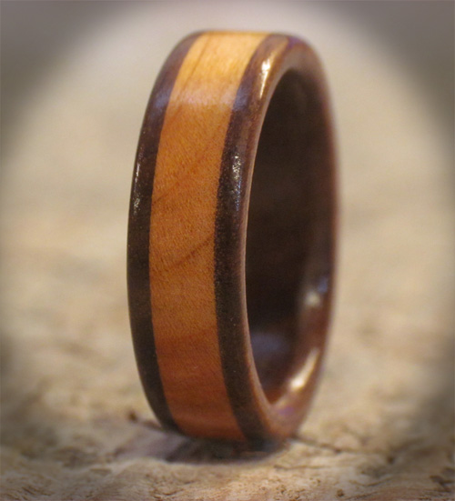 Wild Cherry and Walnut Wooden Ring