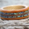 Shell and gemstone wooden wedding ring