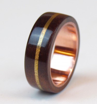 Copper And Bronze Wood Ring UK Size O 1/2