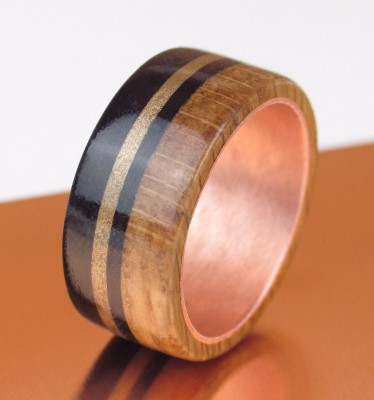 Copper, Bronze, Oak & Rosewood Wide Band UK Size W