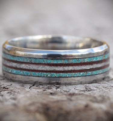 Titanium & Wood Ring Ocean Breeze