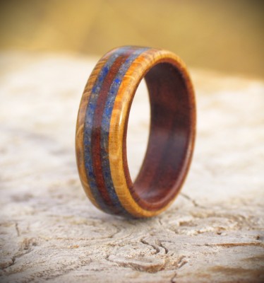 Lapis Lazuli Inlay Wooden Ring O1/2