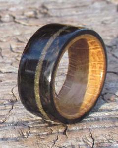 Oak, Ebony & Sand Inlay Ring