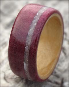 Purpleheart and Pink Opal Gemstone Ring