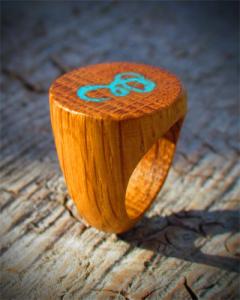 Rustic Oak Signet Wood Ring