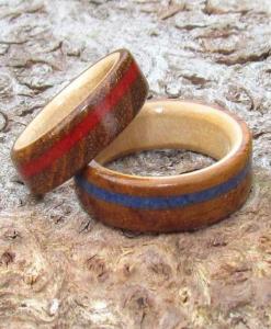 Reclaimed Teak, Maple and Semi-Precious gemstone Ring