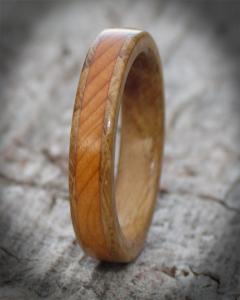 Oak & Yew Narrow Band Wooden Wedding Ring